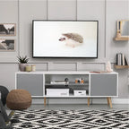 AVAWING Mid-Century Modern TV Stand for 60 TV with Storage and Open Shelf