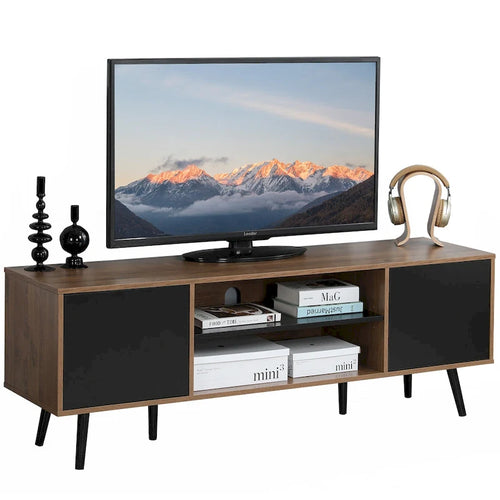 AVAWING Mid-Century Modern TV Stand for 60 TV with Storage and Open Shelf