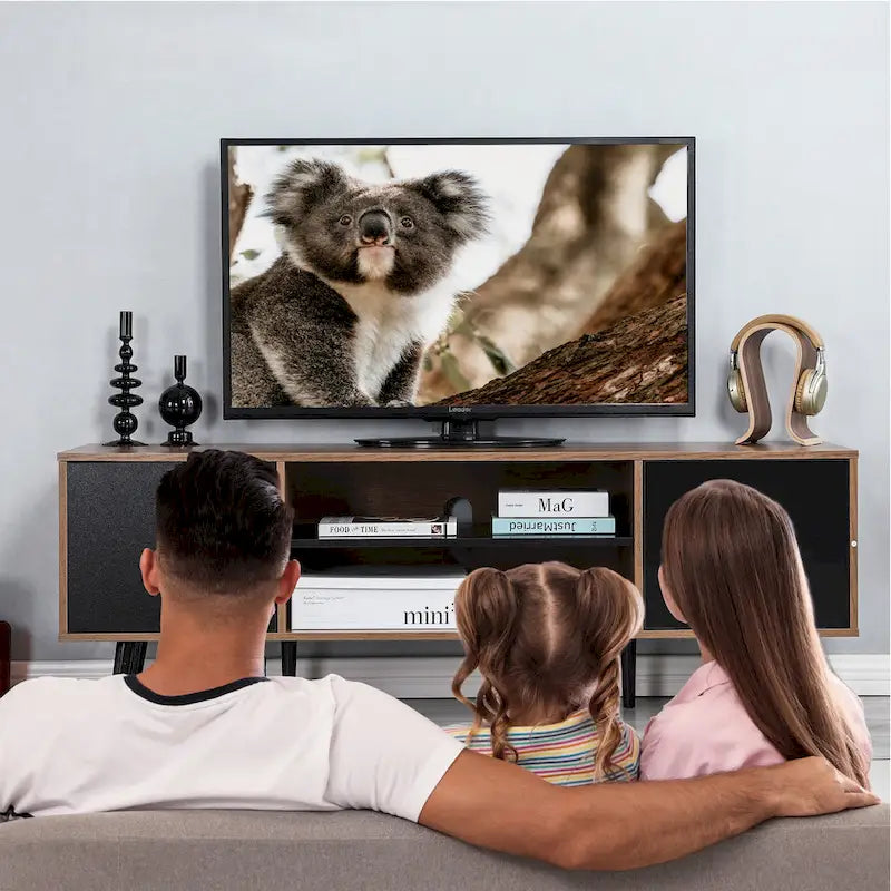 AVAWING Mid-Century Modern TV Stand for 60 TV with Storage and Open Shelf