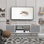 AVAWING Mid-Century Modern TV Stand for 60 TV with Storage and Open Shelf