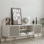 AVAWING Mid-Century Modern TV Stand for 60 TV with Storage and Open Shelf