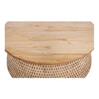 Kamari Rattan Coffee Table & Side/End Table w/ Wood Top