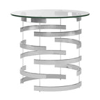 Nova Round Glass Top Vortex Iron Base Accent Table by iNSPIRE Q Bold
