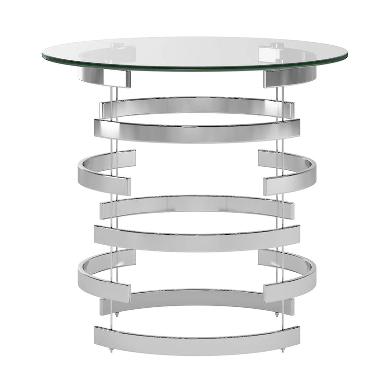 Nova Round Glass Top Vortex Iron Base Accent Table by iNSPIRE Q Bold
