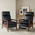 Patrick Mid-century Vegan Leather Solid Wood Recliner Set of 2 by HULALA HOME