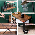 Storage Bar Cart Kitchen Shelf Serving Cart With Wine Rack