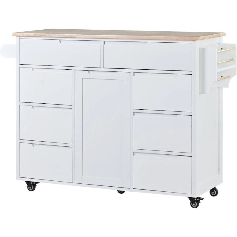 53 in. W Kitchen Island with Countertop and Drawers - N/A