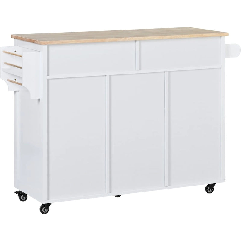 53 in. W Kitchen Island with Countertop and Drawers - N/A