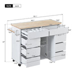 53 in. W Kitchen Island with Countertop and Drawers - N/A