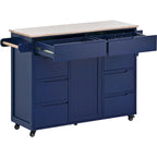 53 in. W Kitchen Island with Countertop and Drawers - N/A