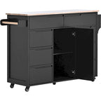 53 in. W Kitchen Island with Countertop and Drawers - N/A