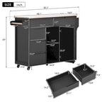 53 in. W Kitchen Island with Countertop and Drawers - N/A