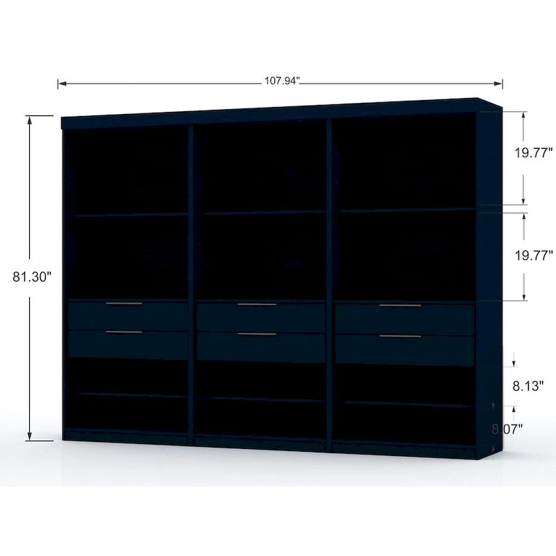 Mulberry 2.0 Modern 3 Sectional 6 Drawer Wardrobe Closet Set of 3