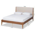 Lenora Mid-Century Modern Fabric Upholstered Wood Platform Bed - Beige