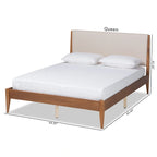 Lenora Mid-Century Modern Fabric Upholstered Wood Platform Bed - Beige