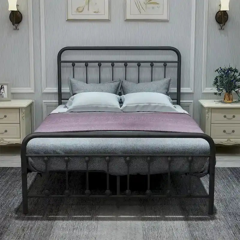 FULL Metal Platform Bed Frame with Headboard