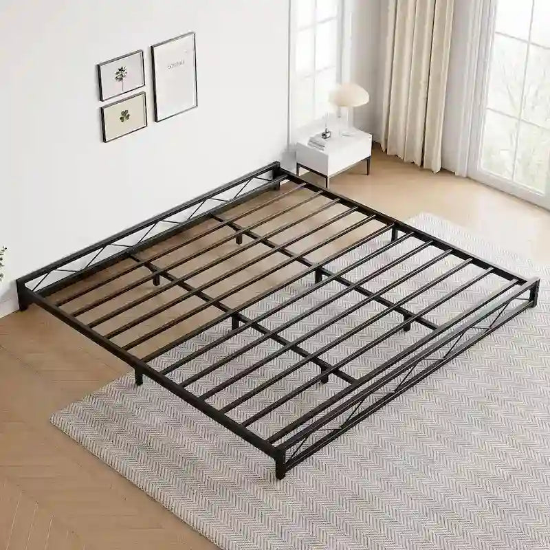 Durable Heavy Duty Metal Bed Frame with Steel Slat, King Size