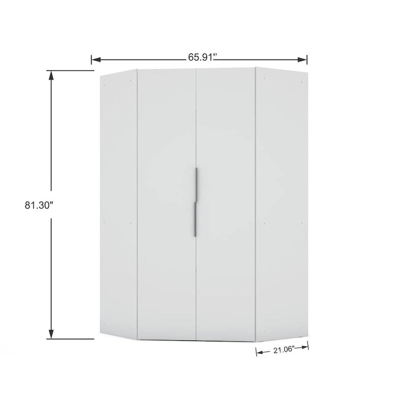 Mulberry 2.0 Modern Corner Wardrobe w/ 2 Hanging Rods