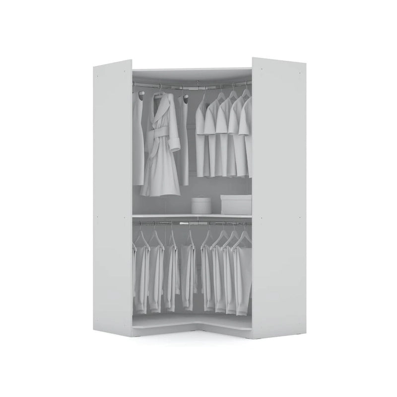 Mulberry 2.0 Modern Corner Wardrobe w/ 2 Hanging Rods