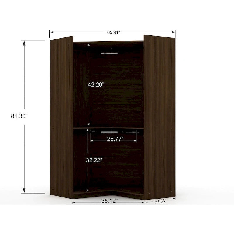 Mulberry 2.0 Modern Corner Wardrobe w/ 2 Hanging Rods