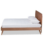 Aimi Mid-Century Walnut Brown Finished Wood Platform Bed