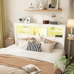 65W Timechee Wooden Bookcase Headboard With Light