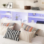 65W Timechee Wooden Bookcase Headboard With Light