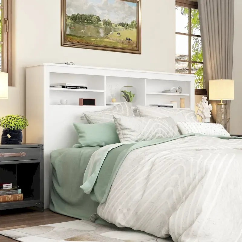 65W Timechee Wooden Bookcase Headboard With Light