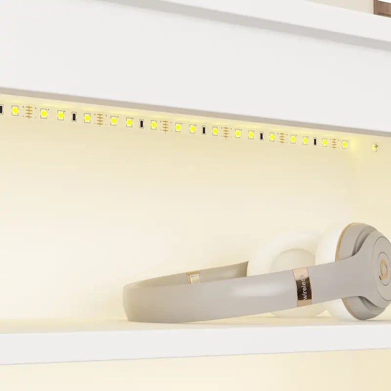 65W Timechee Wooden Bookcase Headboard With Light