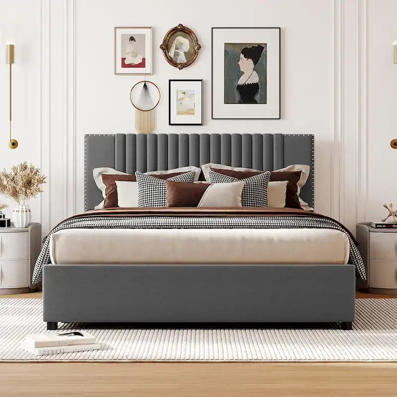 Queen Size Upholstered Platform Bed