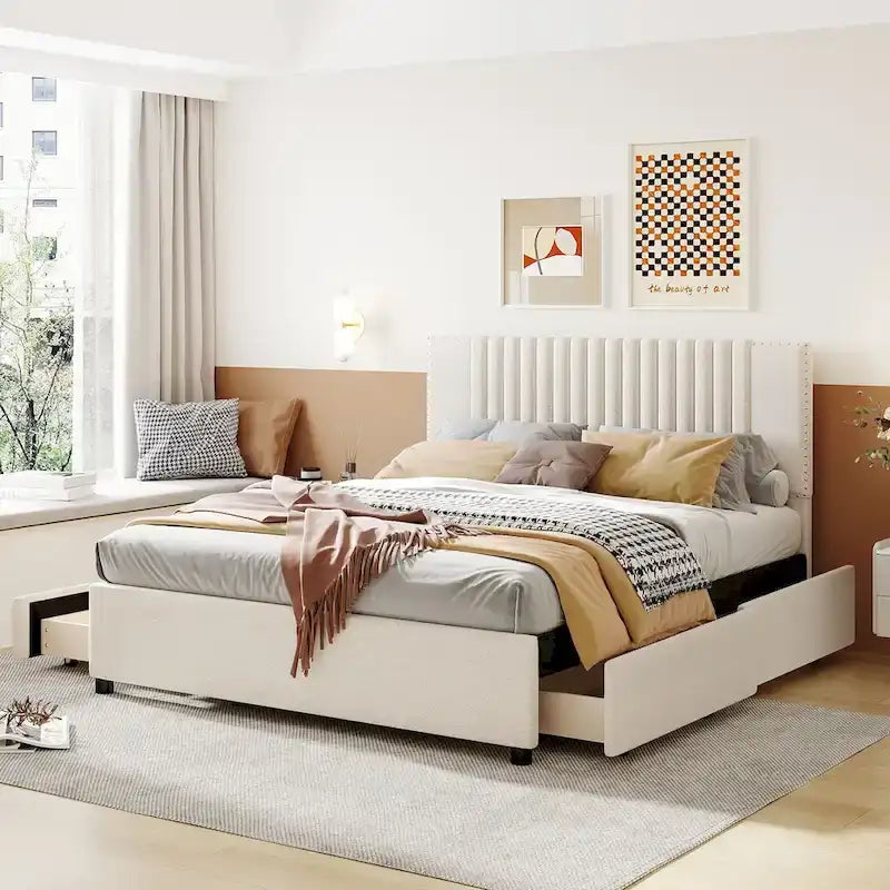 Queen Size Upholstered Platform Bed