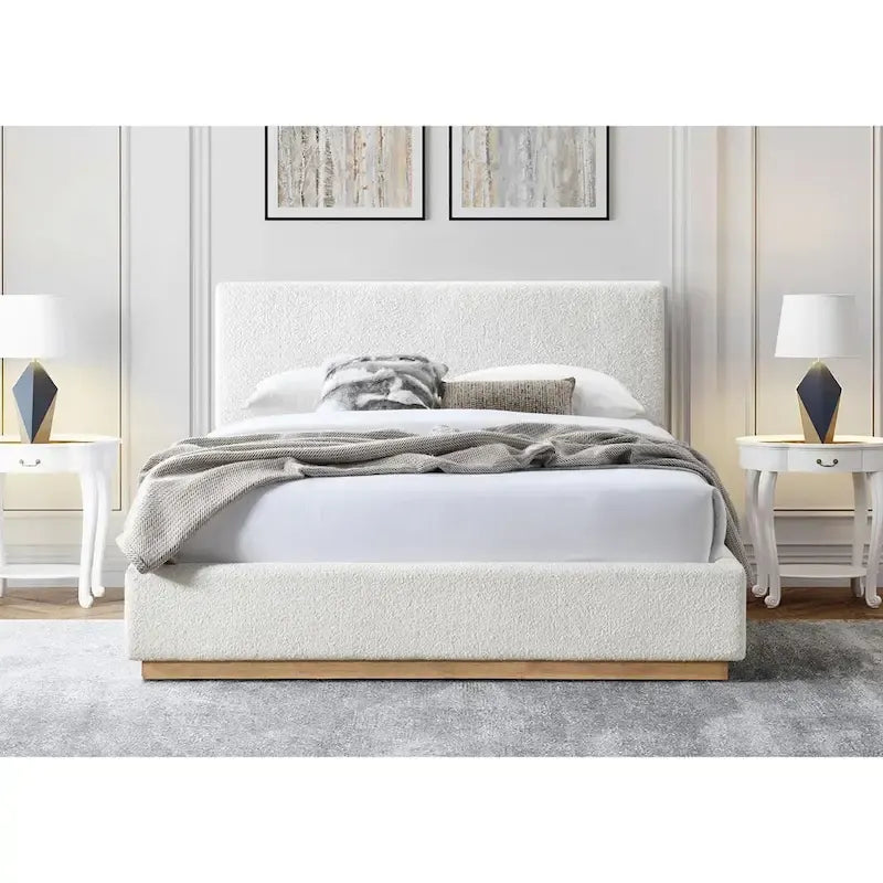Porter Boucle Upholstered Wood Base Platform Bed