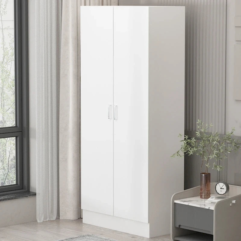 2-Door Wardrobe Armoires Freestanding Bedroom Armoire with Hanging Rod