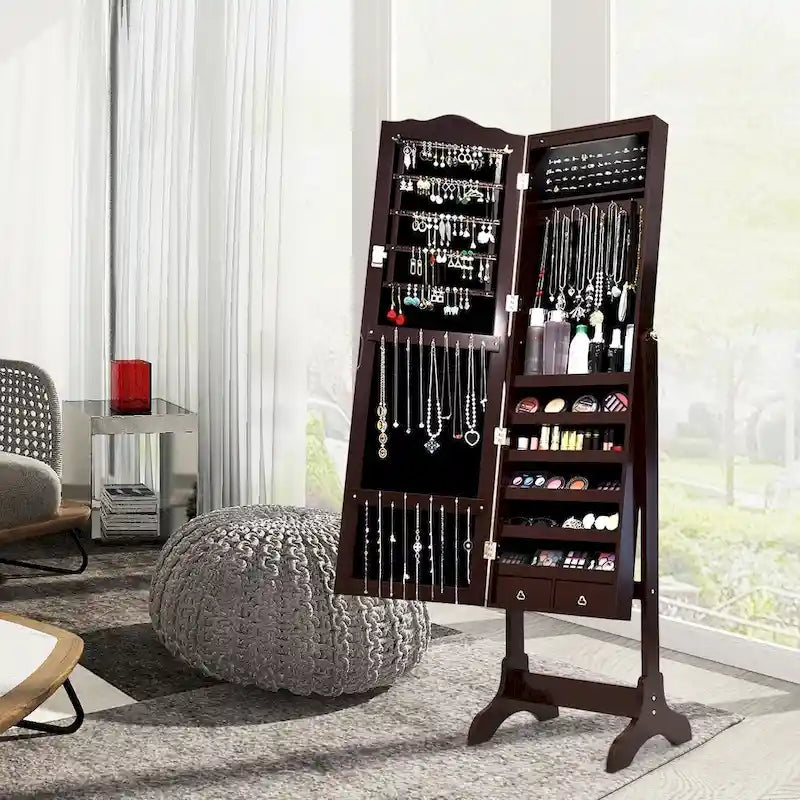 Copper Grove Newtown Espresso Jewelry Cabinet with LED Dressing Mirror