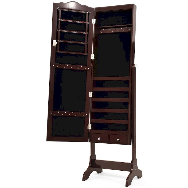 Copper Grove Newtown Espresso Jewelry Cabinet with LED Dressing Mirror