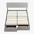 Mixoy Full/Queen/King Size Bed Frame, No Box Spring Needed Bed Frame with Headboard, Upholstered Platform Bed Frame for Bedroom