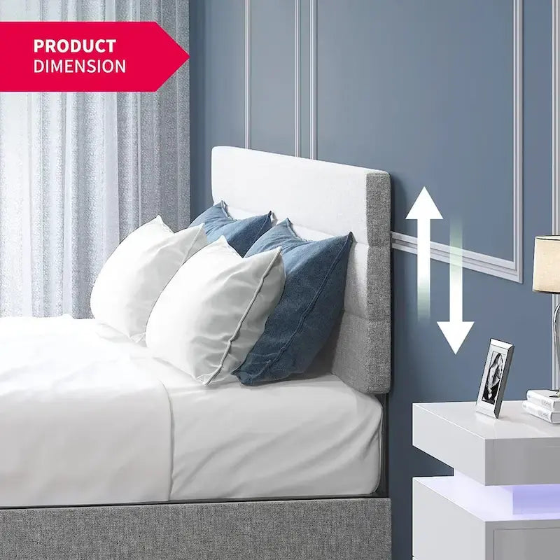 Mixoy Full/Queen/King Size Bed Frame, No Box Spring Needed Bed Frame with Headboard, Upholstered Platform Bed Frame for Bedroom