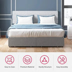 Mixoy Full/Queen/King Size Bed Frame, No Box Spring Needed Bed Frame with Headboard, Upholstered Platform Bed Frame for Bedroom
