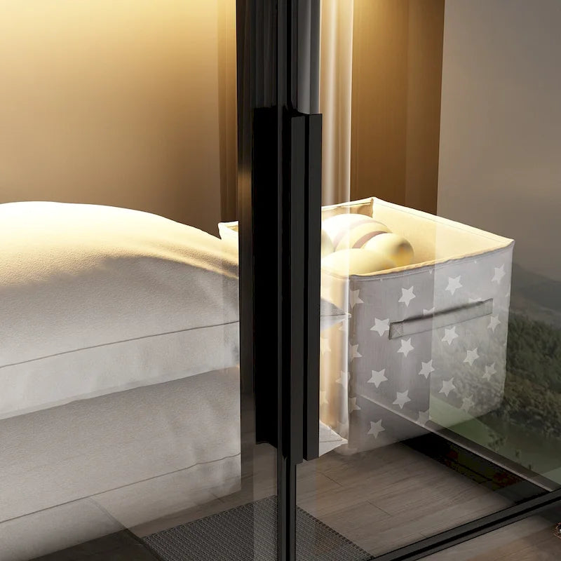 59.1W Glass Door Wardrobe: Illuminated Interiors Closet Arimore Large