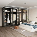 59.1W Glass Door Wardrobe: Illuminated Interiors Closet Arimore Large