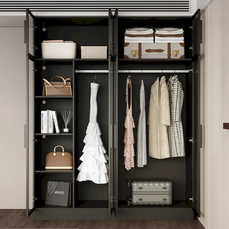 59.1W Glass Door Wardrobe: Illuminated Interiors Closet Arimore Large