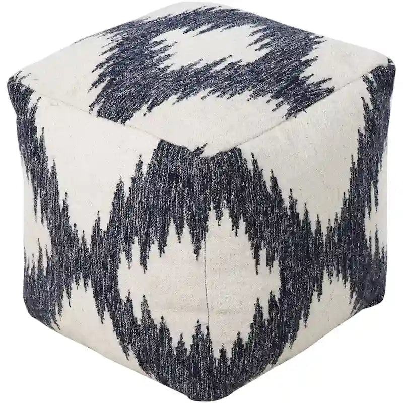 Ikat Sion Square Wool 18-inch Pouf