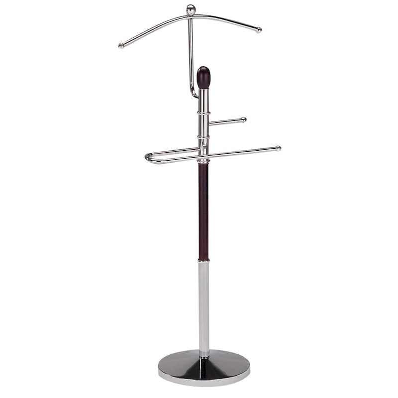 Suit Valet Rack Stand Organizer, Walnut Finish