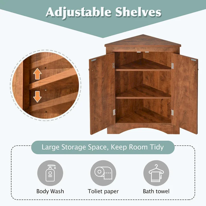 Triangle Bathroom Storage Cabinet with Adjustable Shelves