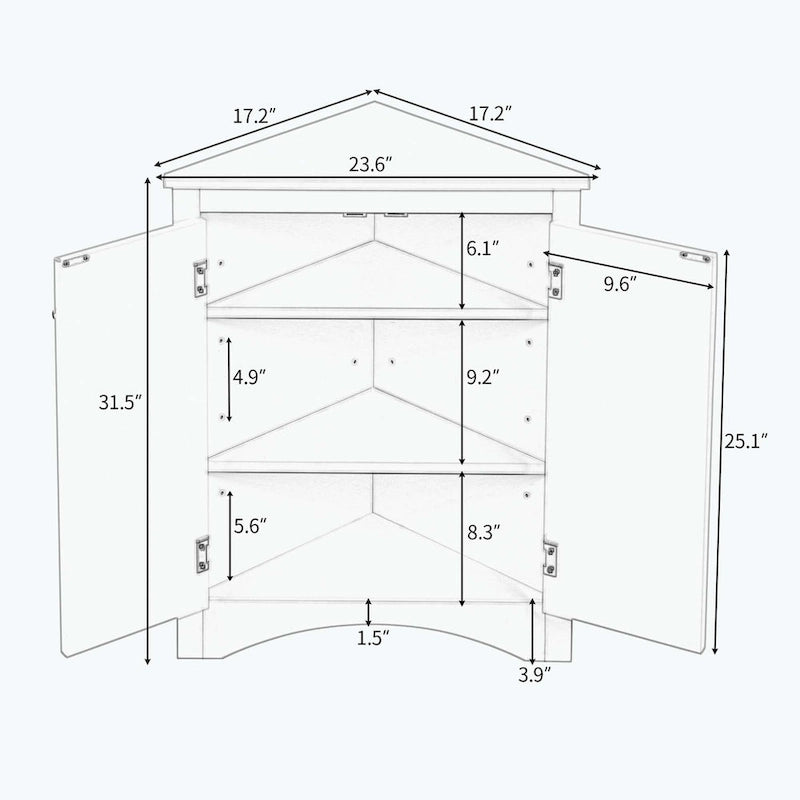 Triangle Bathroom Storage Cabinet with Adjustable Shelves