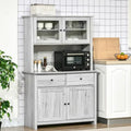 HOMCOM 63.5 Kitchen Buffet with Hutch, Pantry Storage Cabinet with 4 Shelves, Drawers, Framed Glass Doors