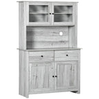 HOMCOM 63.5 Kitchen Buffet with Hutch, Pantry Storage Cabinet with 4 Shelves, Drawers, Framed Glass Doors