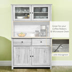 HOMCOM 63.5 Kitchen Buffet with Hutch, Pantry Storage Cabinet with 4 Shelves, Drawers, Framed Glass Doors