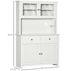 HOMCOM 63.5 Kitchen Buffet with Hutch, Pantry Storage Cabinet with 4 Shelves, Drawers, Framed Glass Doors