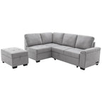 Sleeper Sectional Sofa, L-Shape Corner Couch Sofa-Bed with Storage Ottoman & Hidden Arm Storage & USB Charge for Living Room Ap